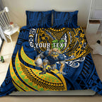 Personalised Parramatta Eels Bedding Set Polynesian Tribal Art Style With Muscular Eel Mascot