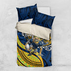 Personalised Parramatta Eels Bedding Set Polynesian Tribal Art Style With Muscular Eel Mascot