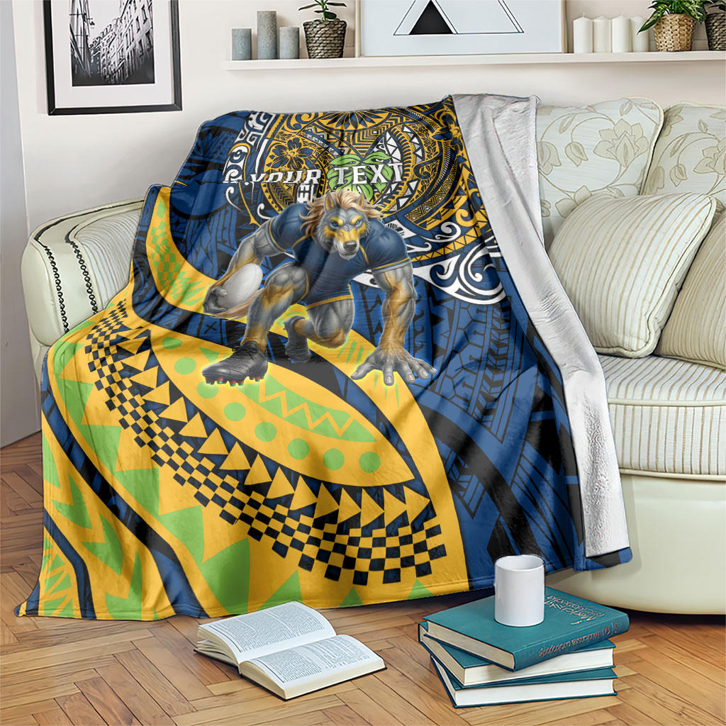 Personalised Parramatta Eels Blanket Polynesian Tribal Art Style With Muscular Eel Mascot