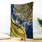Personalised Parramatta Eels Blanket Polynesian Tribal Art Style With Muscular Eel Mascot