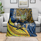 Personalised Parramatta Eels Blanket Polynesian Tribal Art Style With Muscular Eel Mascot