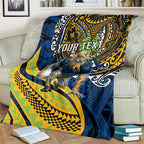 Personalised Parramatta Eels Blanket Polynesian Tribal Art Style With Muscular Eel Mascot