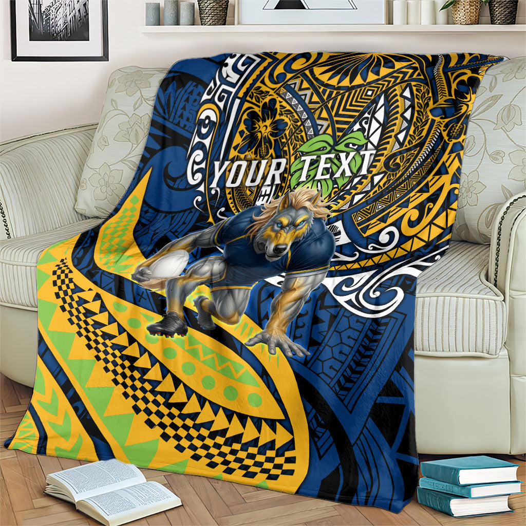 Personalised Parramatta Eels Blanket Polynesian Tribal Art Style With Muscular Eel Mascot