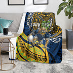 Personalised Parramatta Eels Blanket Polynesian Tribal Art Style With Muscular Eel Mascot