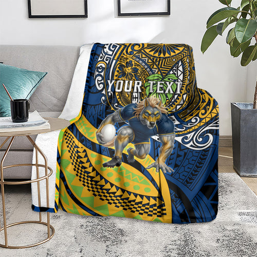 Personalised Parramatta Eels Blanket Polynesian Tribal Art Style With Muscular Eel Mascot
