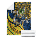 Personalised Parramatta Eels Blanket Polynesian Tribal Art Style With Muscular Eel Mascot