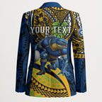 Personalised Parramatta Eels Blazer Polynesian Tribal Art Style With Muscular Eel Mascot