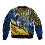 Personalised Parramatta Eels Bomber Jacket Polynesian Tribal Art Style With Muscular Eel Mascot