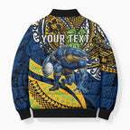 Personalised Parramatta Eels Bomber Puffer Jacket Polynesian Tribal Art Style With Muscular Eel Mascot