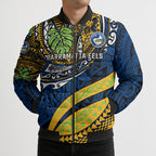 Personalised Parramatta Eels Bomber Puffer Jacket Polynesian Tribal Art Style With Muscular Eel Mascot