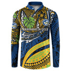 Personalised Parramatta Eels Button Sweatshirt Polynesian Tribal Art Style With Muscular Eel Mascot