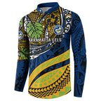 Personalised Parramatta Eels Button Sweatshirt Polynesian Tribal Art Style With Muscular Eel Mascot