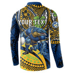 Personalised Parramatta Eels Button Sweatshirt Polynesian Tribal Art Style With Muscular Eel Mascot