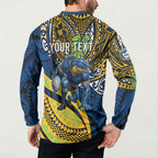Personalised Parramatta Eels Button Sweatshirt Polynesian Tribal Art Style With Muscular Eel Mascot