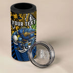 Personalised Parramatta Eels 4 in 1 Can Cooler Tumbler Polynesian Tribal Art Style With Muscular Eel Mascot