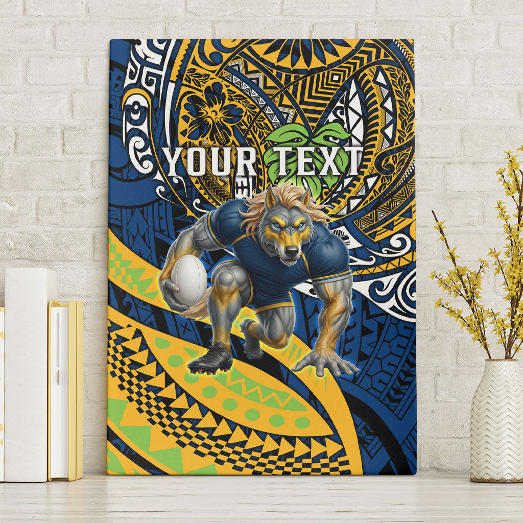 Personalised Parramatta Eels Canvas Wall Art Polynesian Tribal Art Style With Muscular Eel Mascot