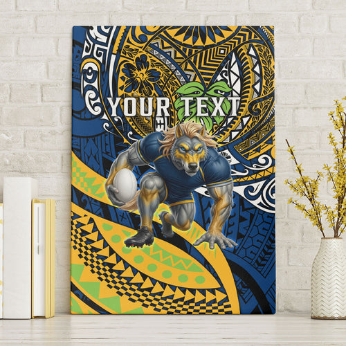 Personalised Parramatta Eels Canvas Wall Art Polynesian Tribal Art Style With Muscular Eel Mascot