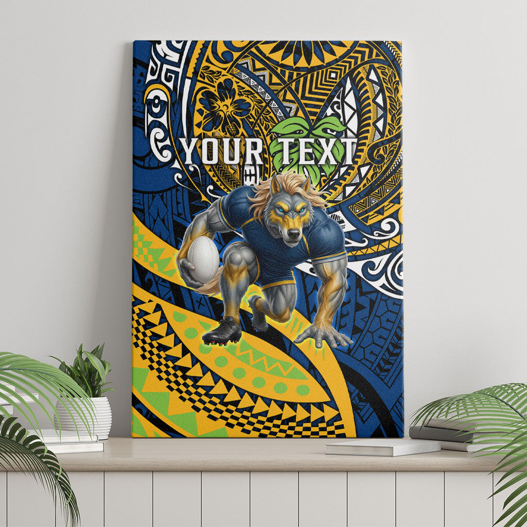 Personalised Parramatta Eels Canvas Wall Art Polynesian Tribal Art Style With Muscular Eel Mascot