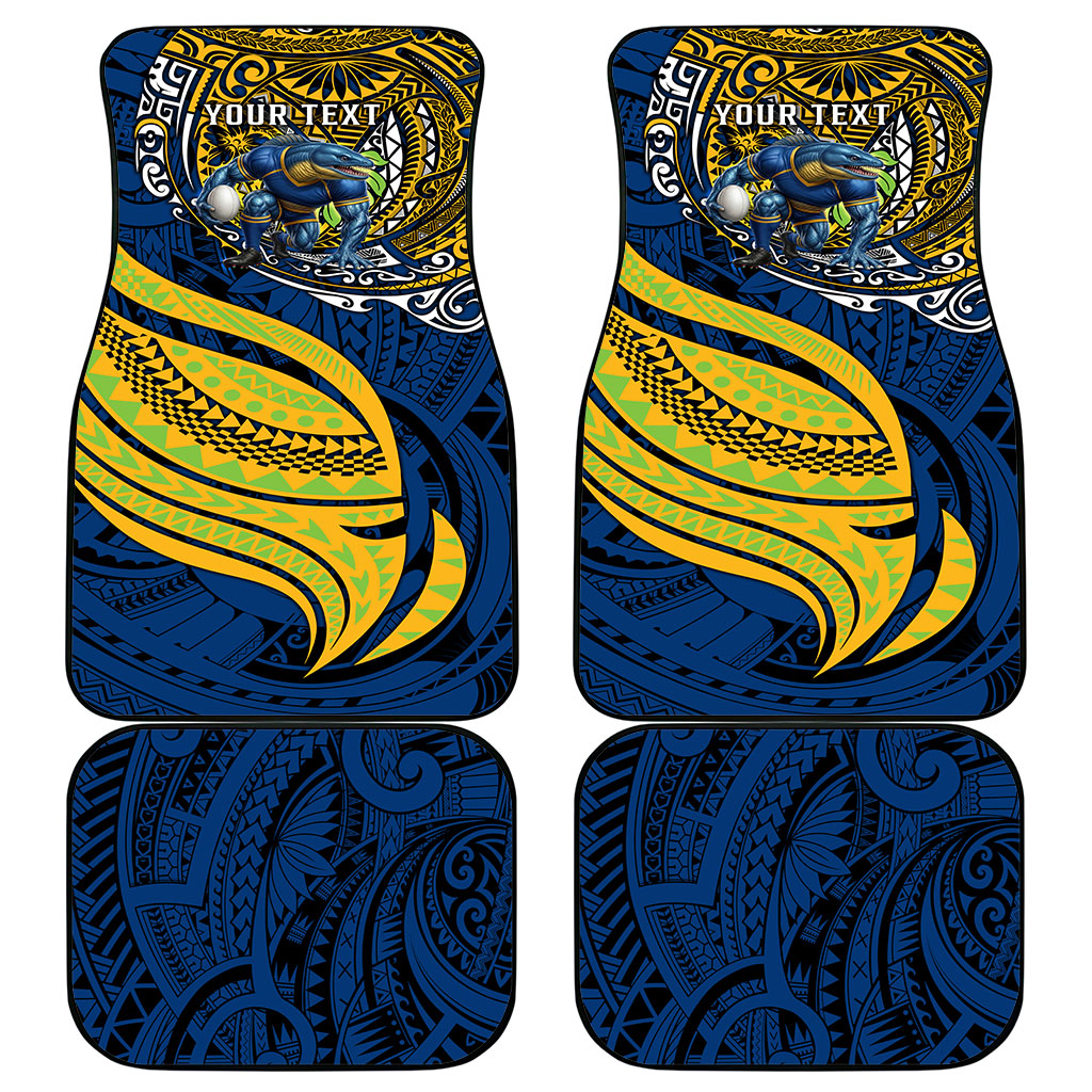 Personalised Parramatta Eels Car Mats Polynesian Tribal Art Style With Muscular Eel Mascot