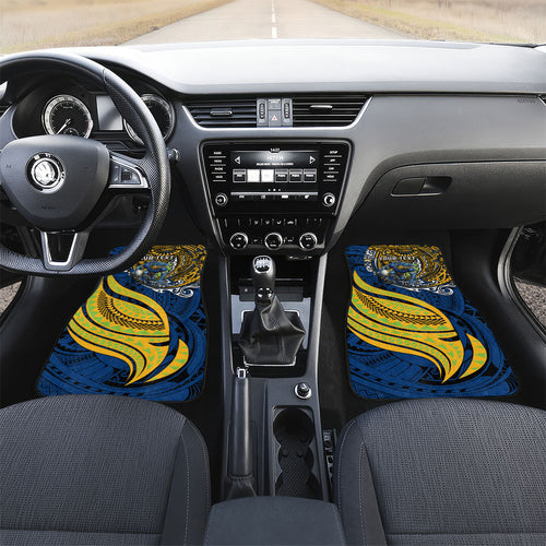 Personalised Parramatta Eels Car Mats Polynesian Tribal Art Style With Muscular Eel Mascot
