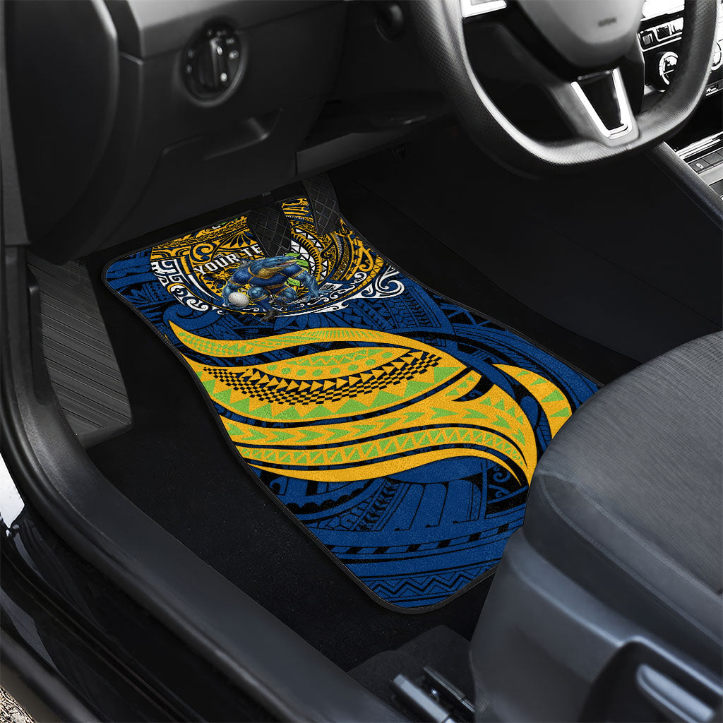 Personalised Parramatta Eels Car Mats Polynesian Tribal Art Style With Muscular Eel Mascot
