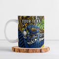 Personalised Parramatta Eels Ceramic Mug Polynesian Tribal Art Style With Muscular Eel Mascot