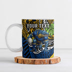 Personalised Parramatta Eels Ceramic Mug Polynesian Tribal Art Style With Muscular Eel Mascot