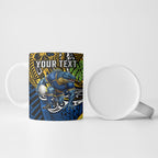 Personalised Parramatta Eels Ceramic Mug Polynesian Tribal Art Style With Muscular Eel Mascot