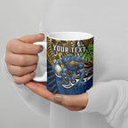 Personalised Parramatta Eels Ceramic Mug Polynesian Tribal Art Style With Muscular Eel Mascot