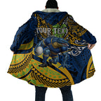 Personalised Parramatta Eels Cloak Polynesian Tribal Art Style With Muscular Eel Mascot