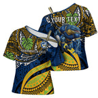 Personalised Parramatta Eels Cross Shoulder Shirt Polynesian Tribal Art Style With Muscular Eel Mascot
