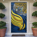 Personalised Parramatta Eels Door Cover Polynesian Tribal Art Style With Muscular Eel Mascot