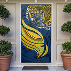 Personalised Parramatta Eels Door Cover Polynesian Tribal Art Style With Muscular Eel Mascot