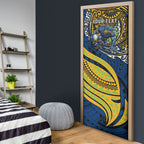 Personalised Parramatta Eels Door Cover Polynesian Tribal Art Style With Muscular Eel Mascot