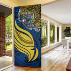 Personalised Parramatta Eels Door Cover Polynesian Tribal Art Style With Muscular Eel Mascot