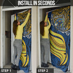 Personalised Parramatta Eels Door Cover Polynesian Tribal Art Style With Muscular Eel Mascot