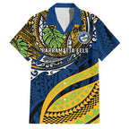 Personalised Parramatta Eels Family Matching Off Shoulder Maxi Dress and Hawaiian Shirt Polynesian Tribal Art Style With Muscular Eel Mascot