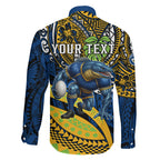 Personalised Parramatta Eels Family Matching Short Sleeve Bodycon Dress and Hawaiian Shirt Polynesian Tribal Art Style With Muscular Eel Mascot