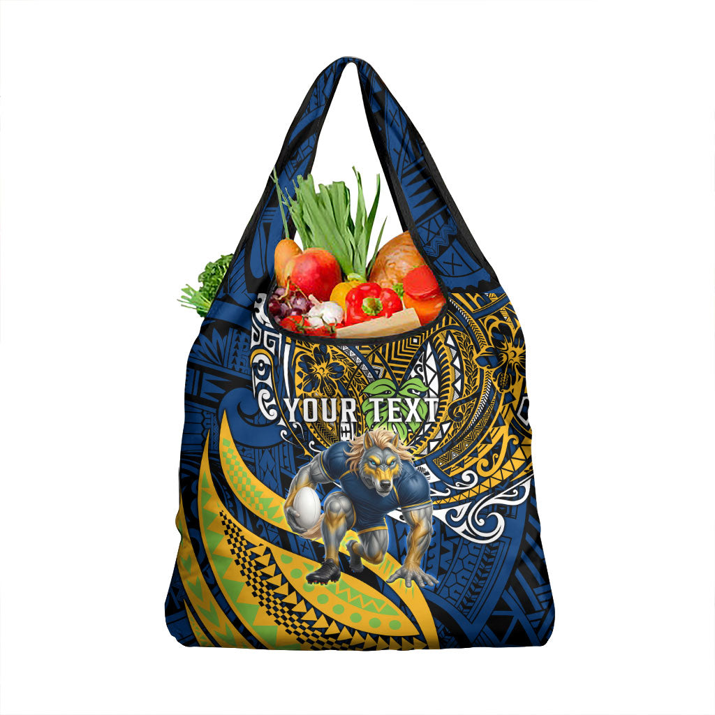 Personalised Parramatta Eels Grocery Bag Polynesian Tribal Art Style With Muscular Eel Mascot