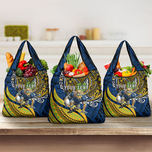 Personalised Parramatta Eels Grocery Bag Polynesian Tribal Art Style With Muscular Eel Mascot