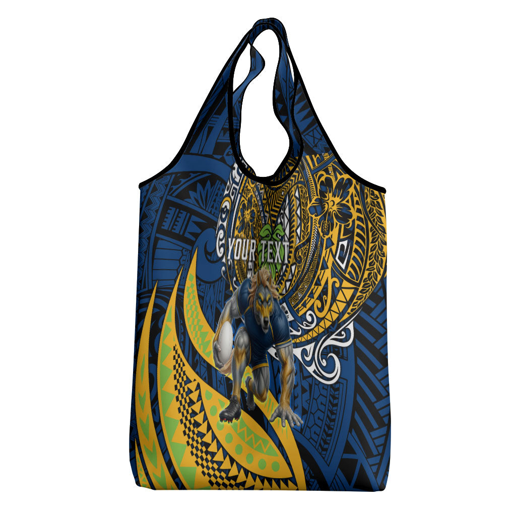 Personalised Parramatta Eels Grocery Bag Polynesian Tribal Art Style With Muscular Eel Mascot