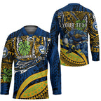 Personalised Parramatta Eels Hockey Jersey Polynesian Tribal Art Style With Muscular Eel Mascot