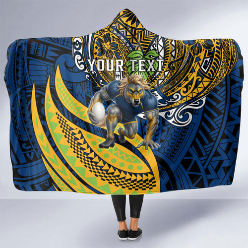 Personalised Parramatta Eels Hooded Blanket Polynesian Tribal Art Style With Muscular Eel Mascot