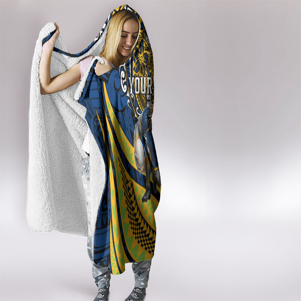 Personalised Parramatta Eels Hooded Blanket Polynesian Tribal Art Style With Muscular Eel Mascot