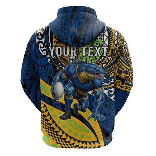 Personalised Parramatta Eels Hoodie Polynesian Tribal Art Style With Muscular Eel Mascot