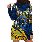 Personalised Parramatta Eels Hoodie Dress Polynesian Tribal Art Style With Muscular Eel Mascot