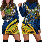 Personalised Parramatta Eels Hoodie Dress Polynesian Tribal Art Style With Muscular Eel Mascot
