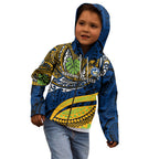 Personalised Parramatta Eels Kid Hoodie Polynesian Tribal Art Style With Muscular Eel Mascot