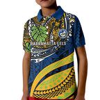 Personalised Parramatta Eels Kid Polo Shirt Polynesian Tribal Art Style With Muscular Eel Mascot