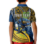 Personalised Parramatta Eels Kid Polo Shirt Polynesian Tribal Art Style With Muscular Eel Mascot